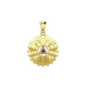 Crown Chakra with Recovery Gemstone Symbol Solid Gold Pendant GPD5631 - Jewelry